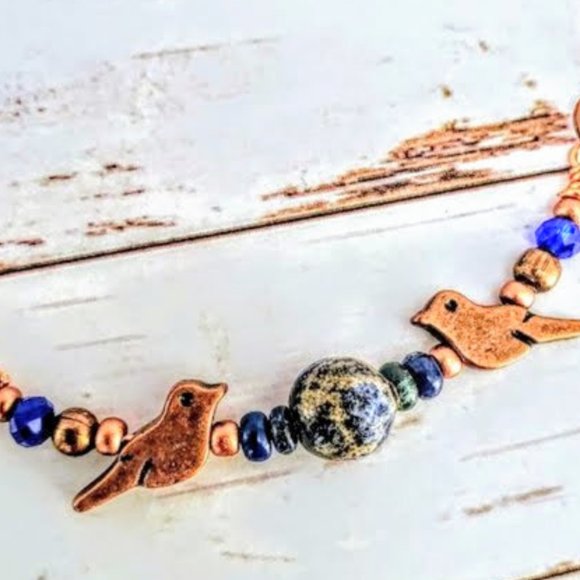 Artisan Pottery Copper Bird Necklace - Picture 2 of 6